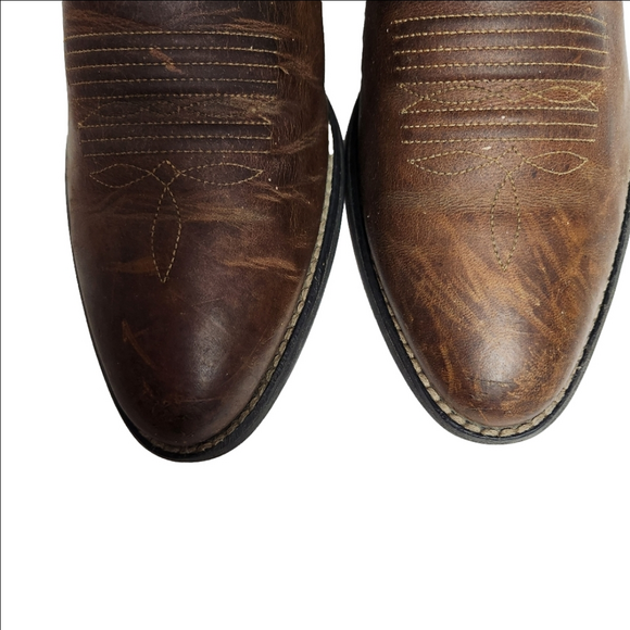 Cowboy boots leather brown heal Size 8 ARIAT - Picture 4 of 11